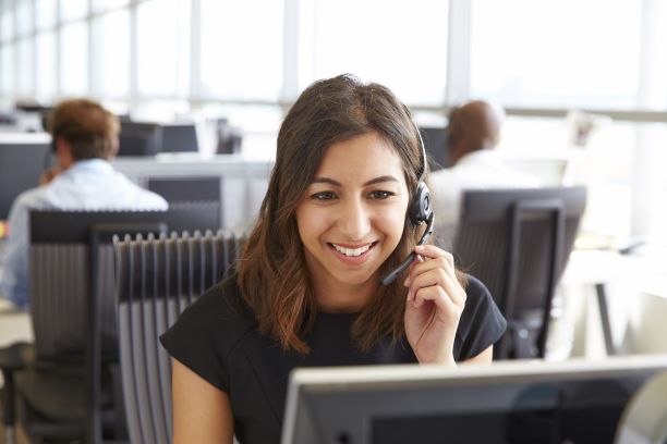 Woman on phone headset