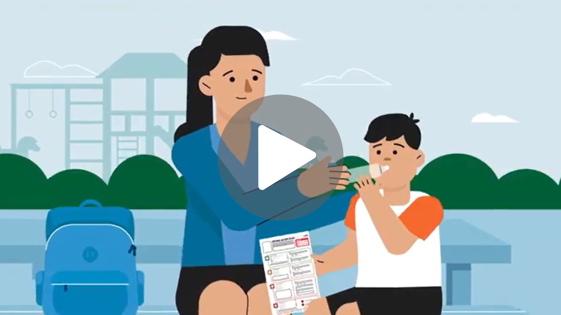 first aid video tutorial How to perform Asthma First Aid with a blue reliever (salbutamol)