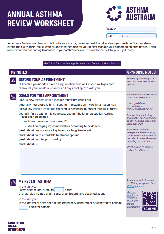 Annual Asthma Review Worksheet tumbnail Annual Asthma Review Worksheet