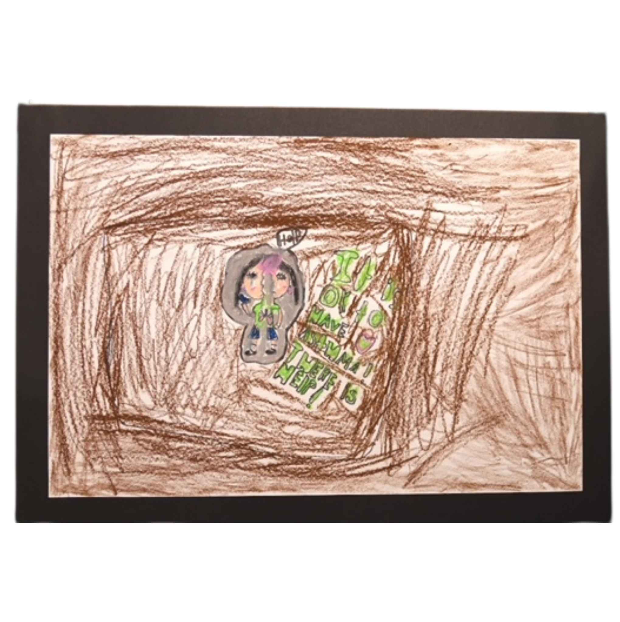 Broken Girl- the girl feels broken because she can't breathe. Kids art.