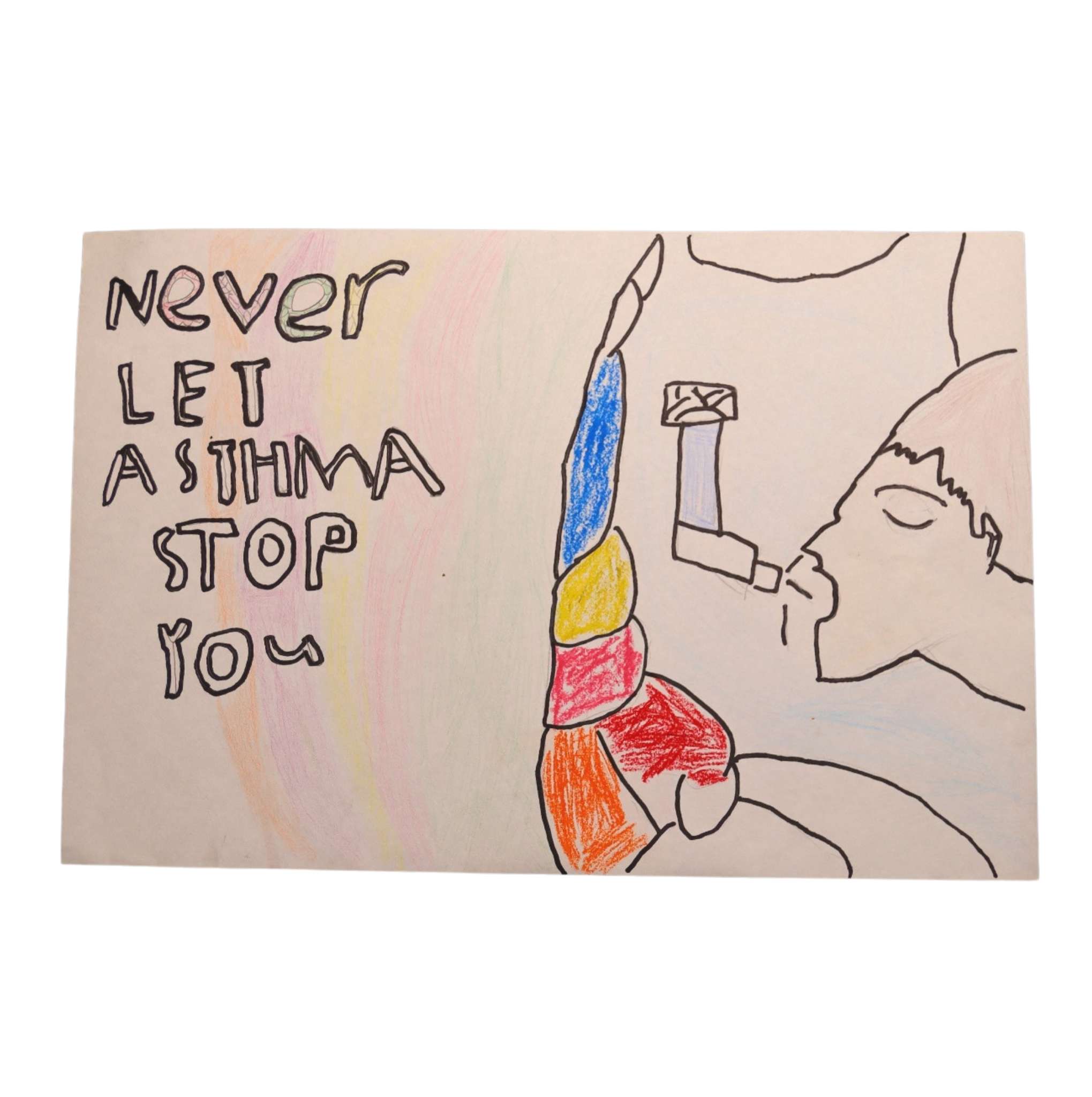 A boy in the world- there is a boy in the world taking his asthma puffer to prevent asthma