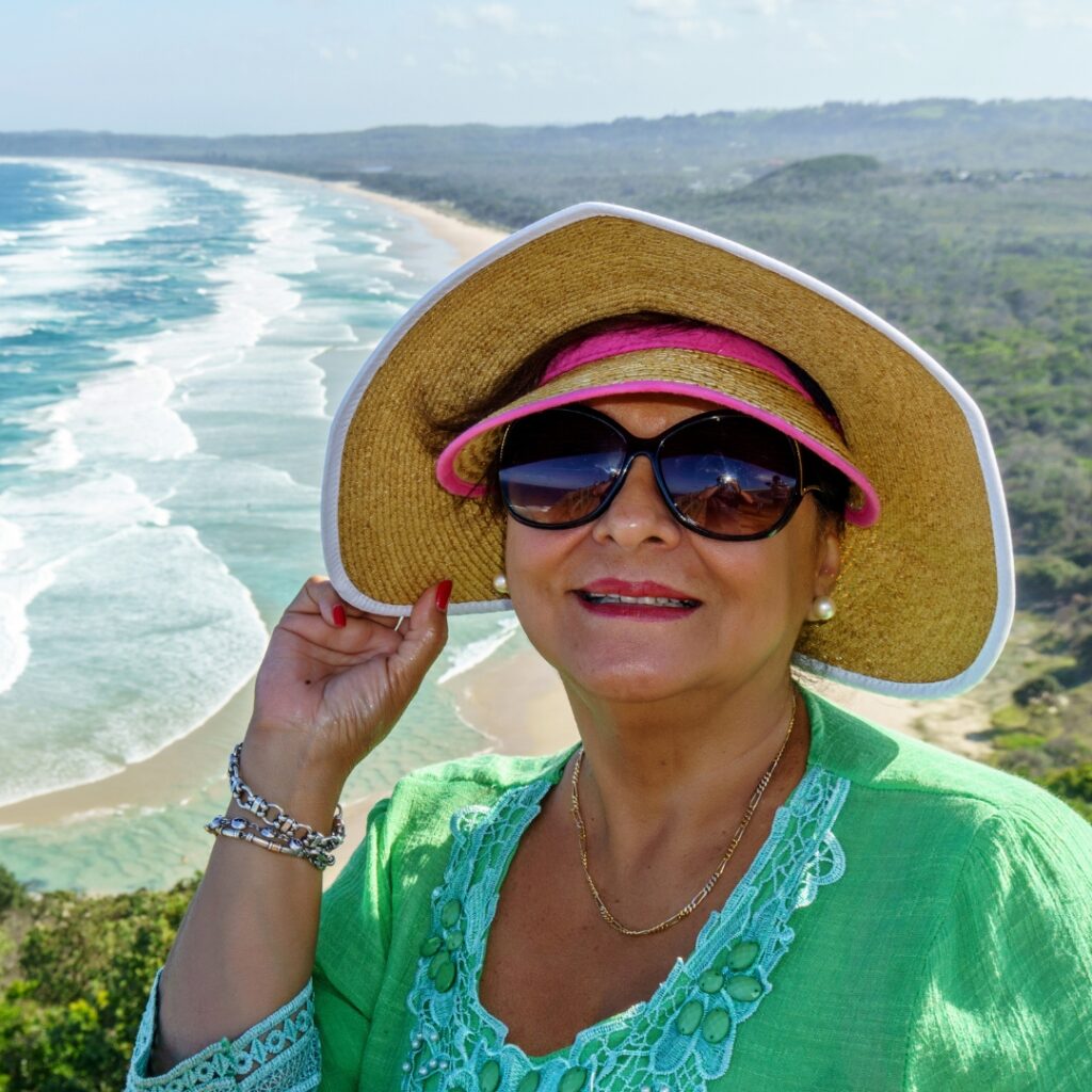 Woman at a beach lookout